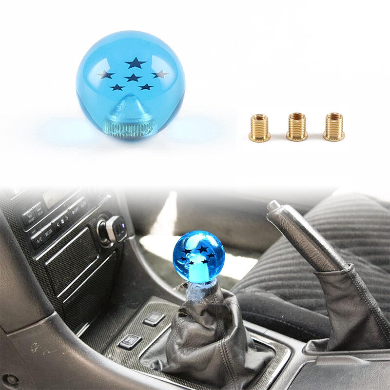 1Pc Blue Dragon Ball Shift Knob W/3 Adapter Universal Manual Transmission 6 Star