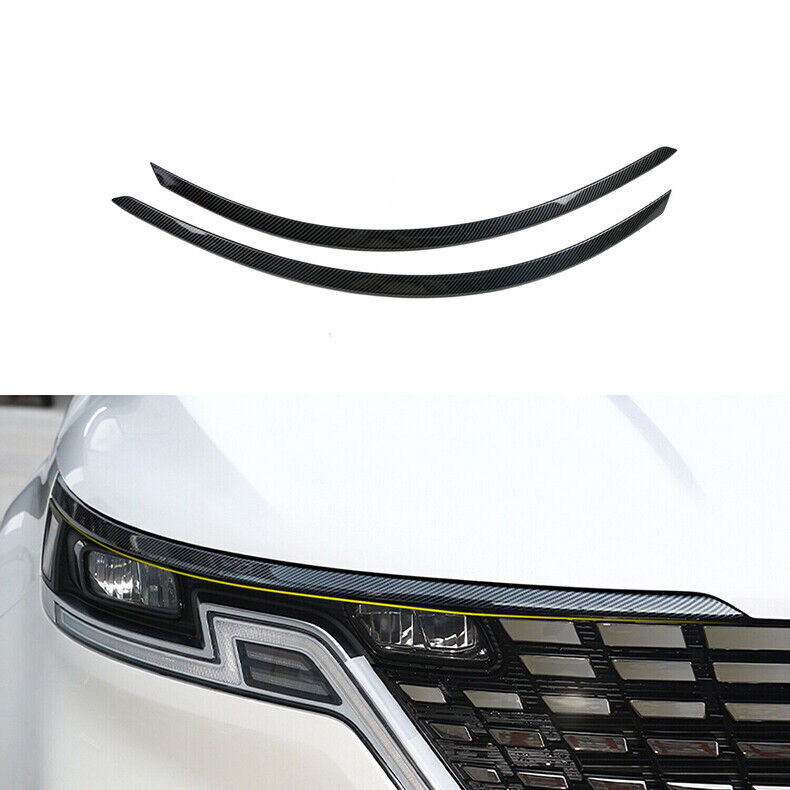 for Kia Carnival 2022-23 Carbon Fiber ABS Headlight Eyelid Cover Eyebrow Trim 2x