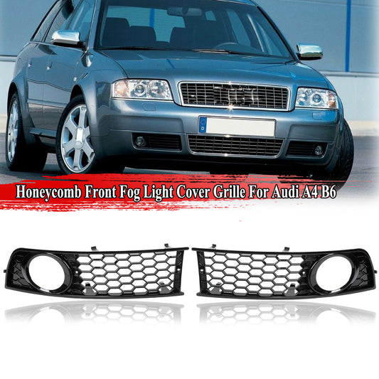 2-piece front lower bumper fog light grille light cover trim for 2001-2005 for Audi A4 B6