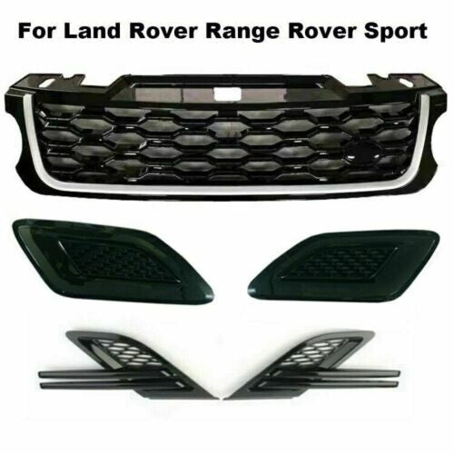Front Bumper Grille W /Side Hood Vent Cover Fit for Range Rover Sport 2014-2017