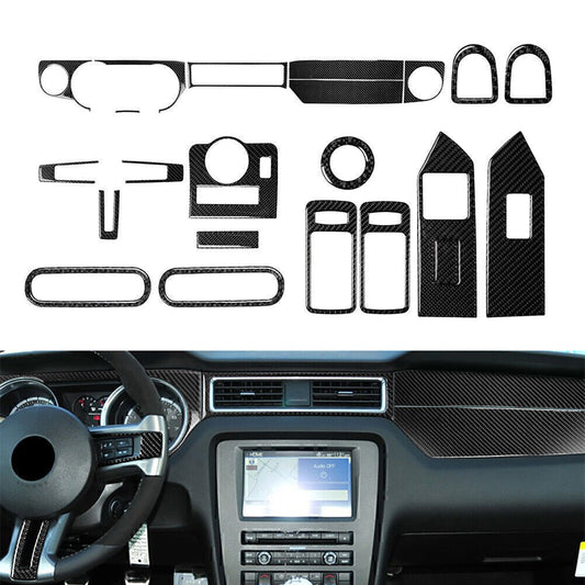 22 Pcs Carbon Fiber Full Set Interior Decoration Cover for Ford for Mustang 2009-13