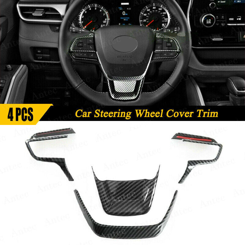 Carbon Fiber Inner Steering Wheel Cover Trim 4X For 2020-2024 for Toyota Highlander