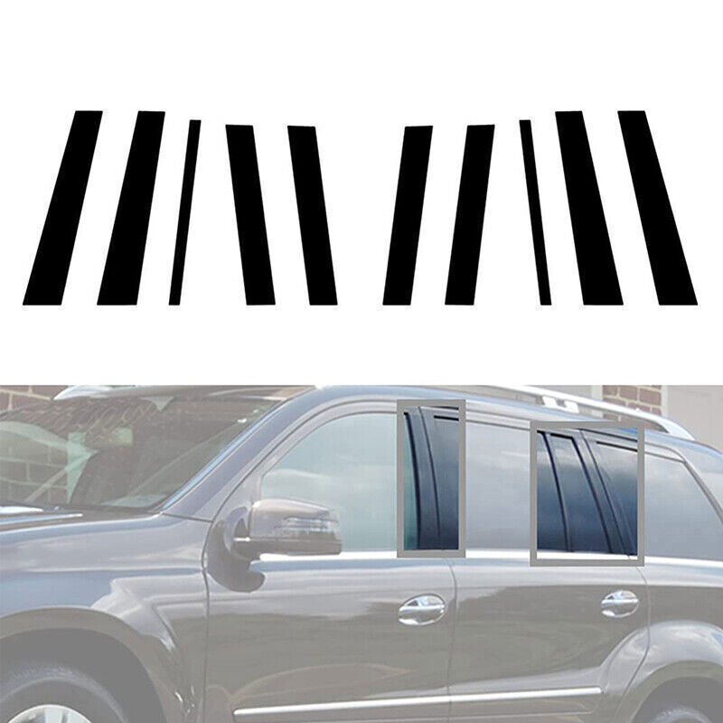 for Mercedes GL-Class 2006-12 Piano Black Pillar Posts Door Window Molding Strip
