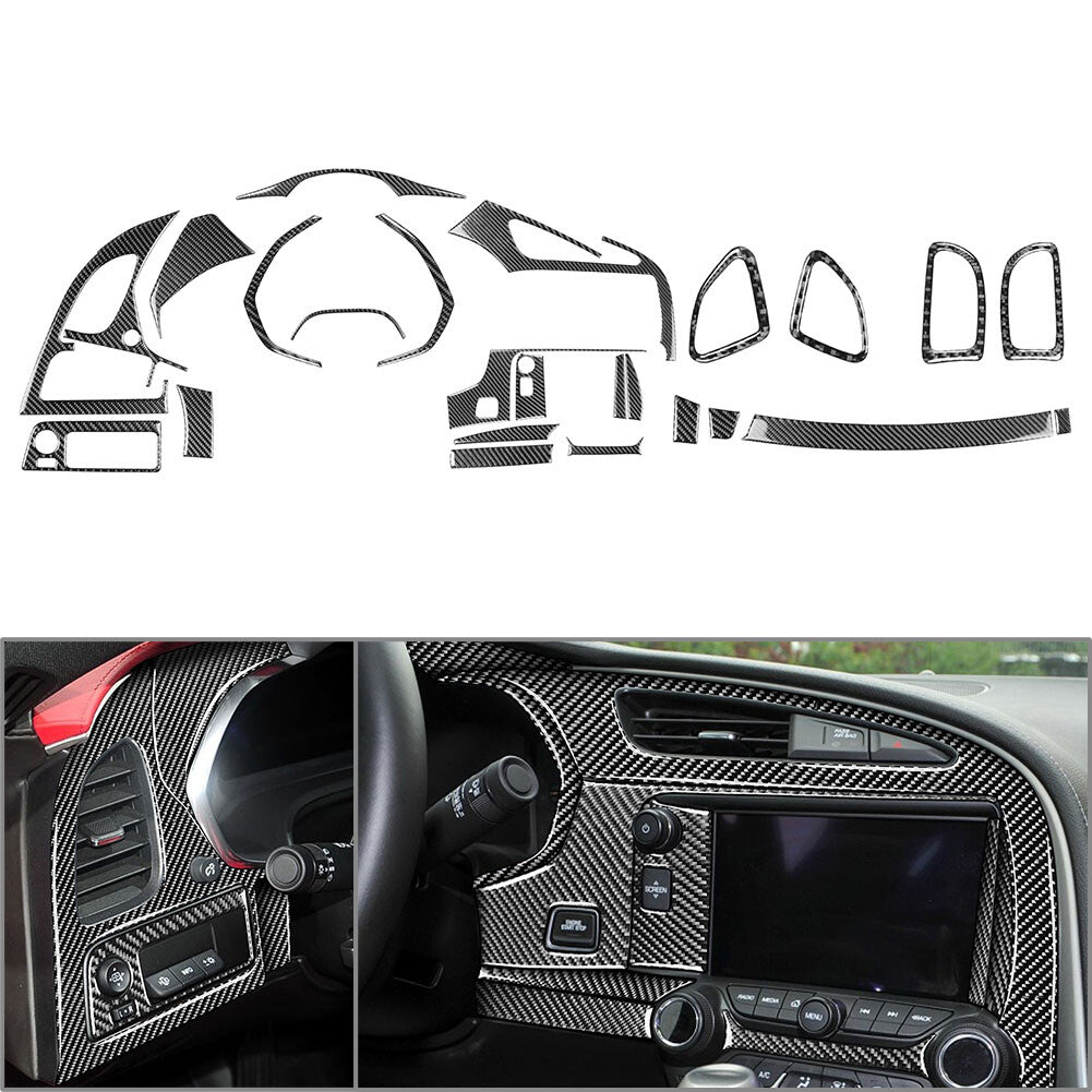 24Pcs Carbon Fiber Interior Decoration Cover for Chevrolet for Corvette C7 2014-2019