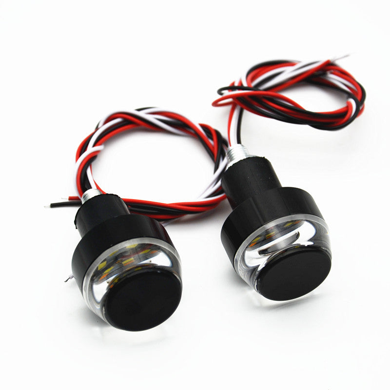 2Pcs Motorcycle Handlebar Turn Signal Grip Bar End LED Strobe Side Marker Light