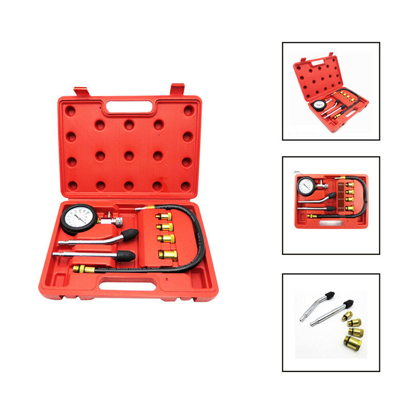 Car Compression Tester Pressure Gauge Tester Petrol Gas Engine Cylinder Adapter