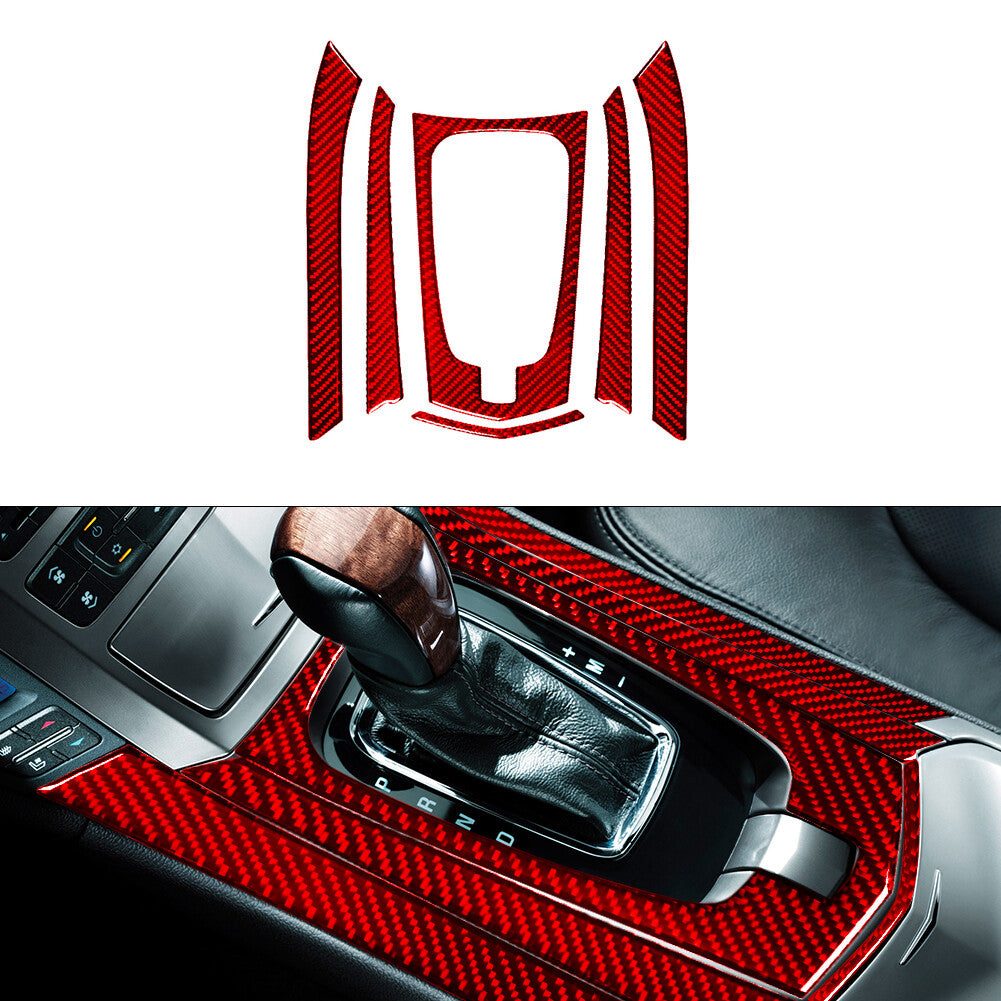 6Pcs Red Carbon Fiber Gear Shift Frame Trim Cover for CADILLAC CTS SPORT 2008-UP