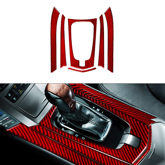 6Pcs Red Carbon Fiber Gear Shift Frame Trim Cover for CADILLAC CTS SPORT 2008-UP