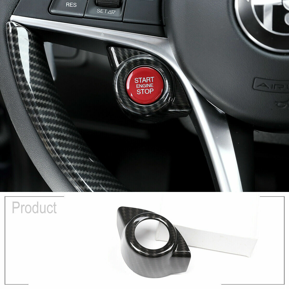 for Alfa Romeo Giulia for Stelvio 2017 18 Carbon Fiber Start Stop Engine Button Trim