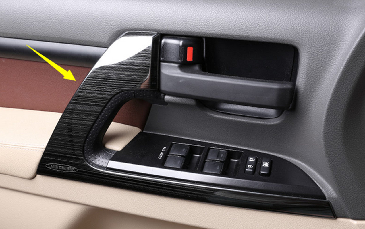 for Toyota for Land Cruiser 2008-21 Black steel Inner Door Armrest Panel Strip Trim