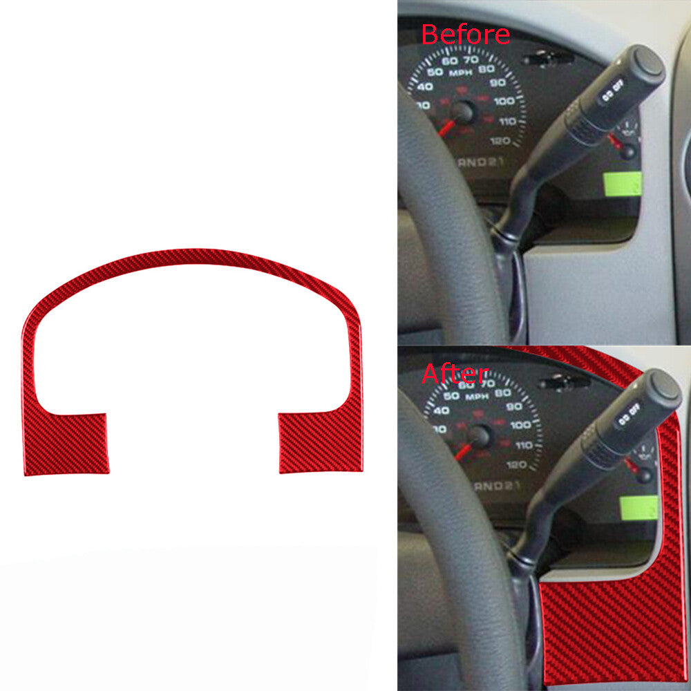 Red Carbon Fiber Speedmeter Cluster Panel Trim Cover for Ford F150 2004-2008