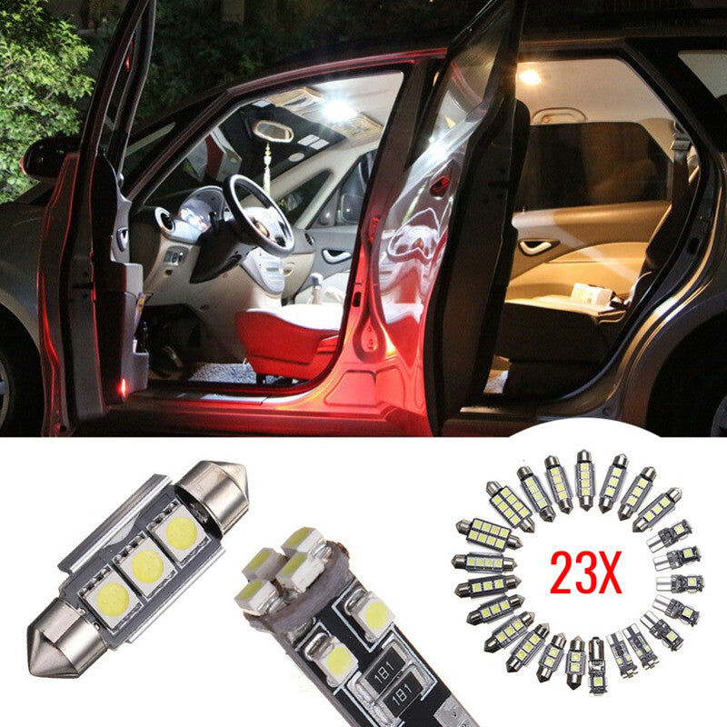 23Pcs LED T10 5050 Car Light Bulb Interior Dome Trunk License Plate Lamp White