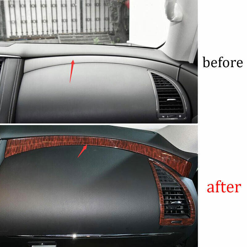 Middle Console Dashboard Strip Trim for Nissan Armada Y62 2017-20 Red Wood Grain