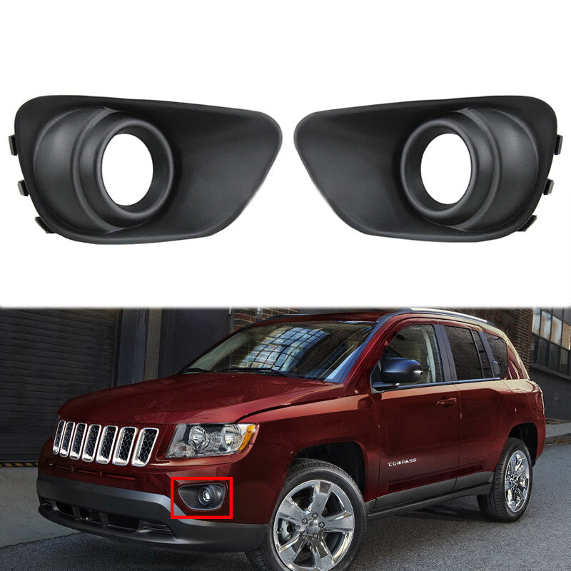 2Pcs for Jeep Compass 2011-2017 Front Bumper Fog Light Lamp Trim Frame Cover