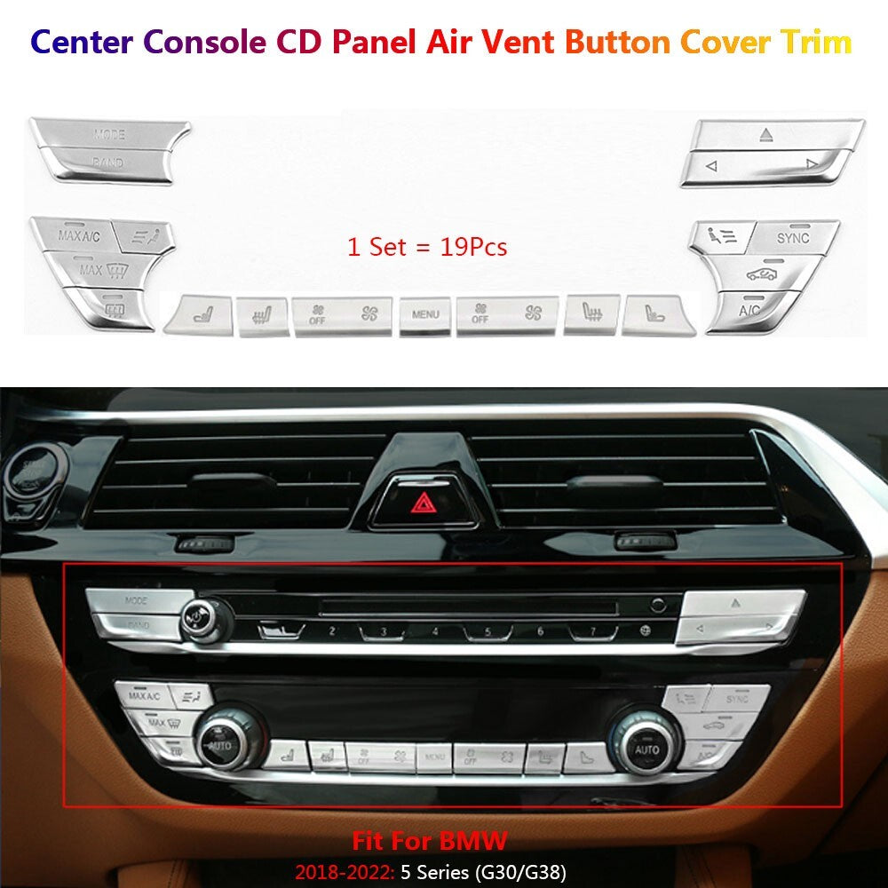 19x for BMW 5 Series G30 Car ConsoIe Interior CD AC Air Switch Button Cover Trim