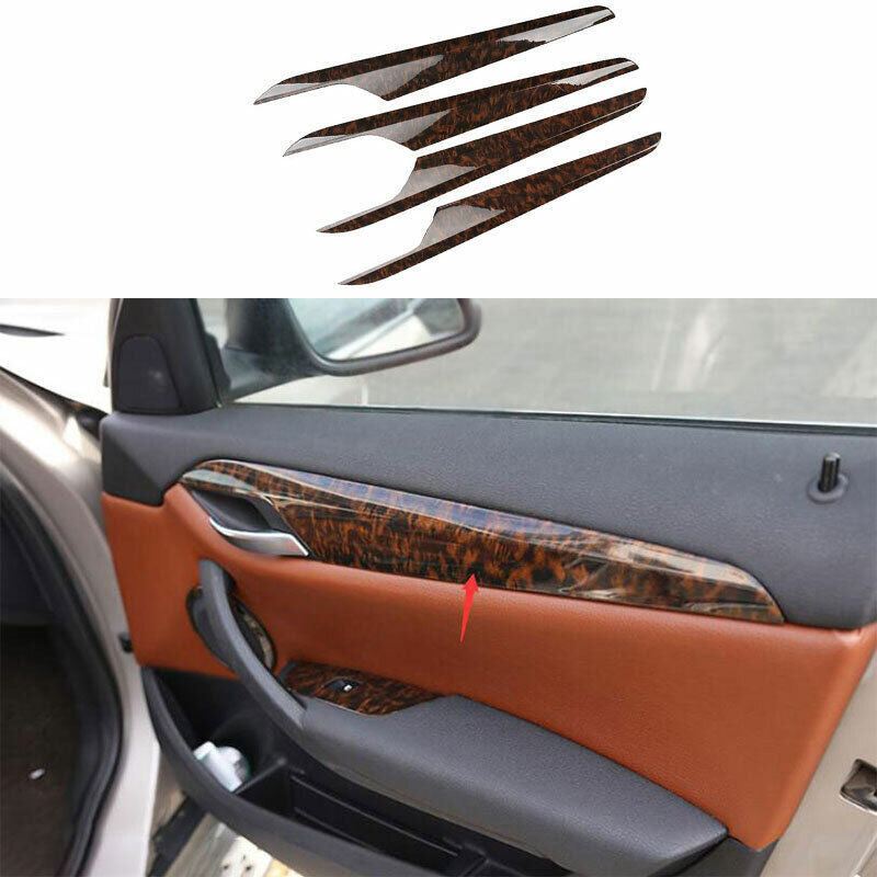 for BMW X1 E84 2013-15 Agate Wood Grain Interior Door Panel Strip Cover Trim 4P