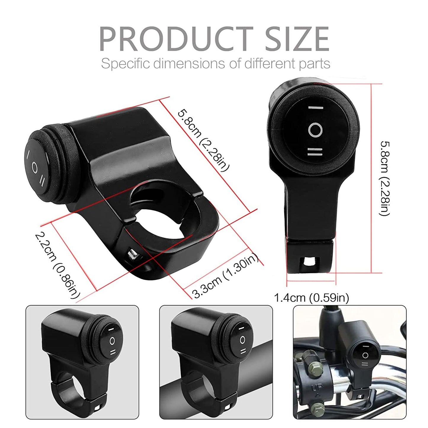12V Motorcycle ATV Handlebar Headlight Switch 7/8 22-23mm Handlebar