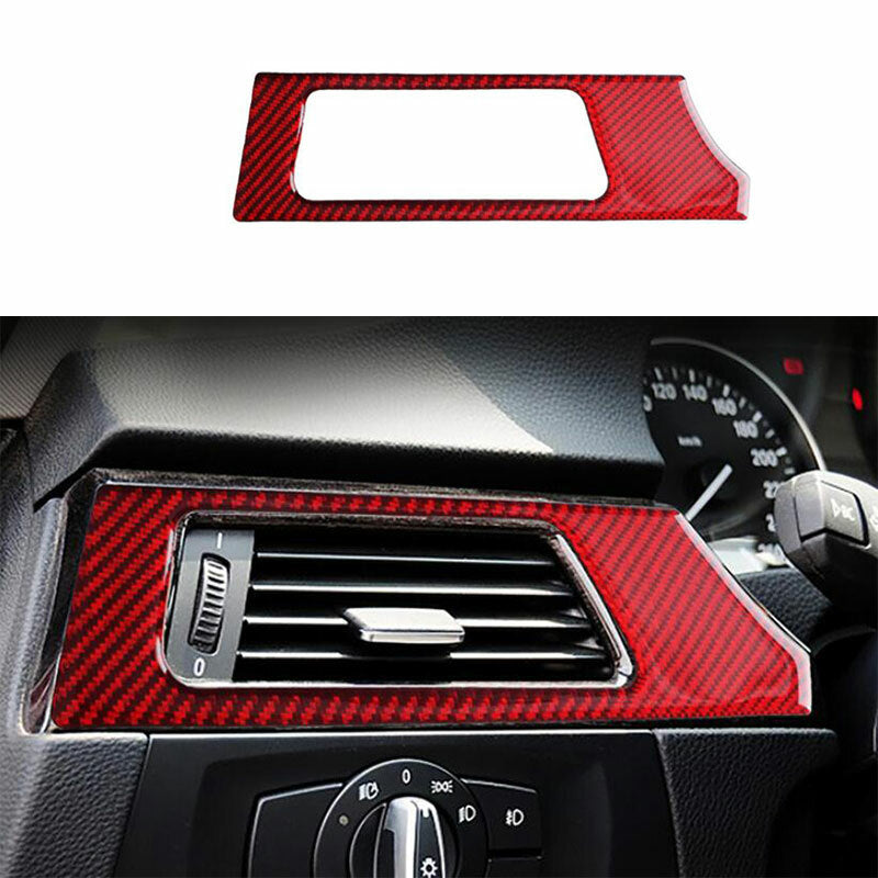 Carbon Fiber Red Air Vent Outlet Cover Trim for BMW 3 Series E90 E92 2005-2012