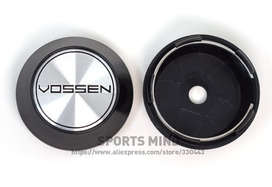 4x65mm Vossen silver and black badge wheel caps, rim caps, decals, badges