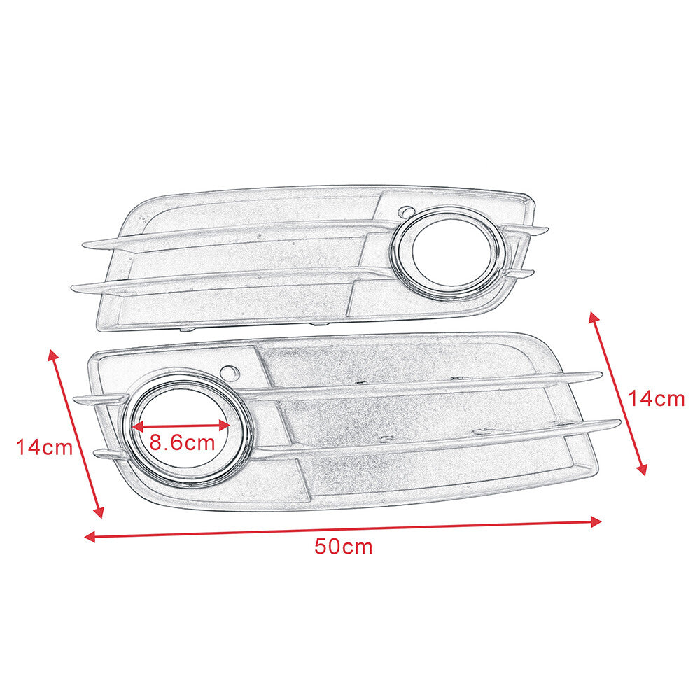 Left + Right Fog Light Grille S-Series Bumper Matte Black for Audi A4 B8 2008 - 2012