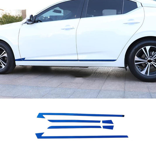 6x for Nissan Sentra 2020-24 Blue Stainless Side Door Body Cover Strip Trim Set