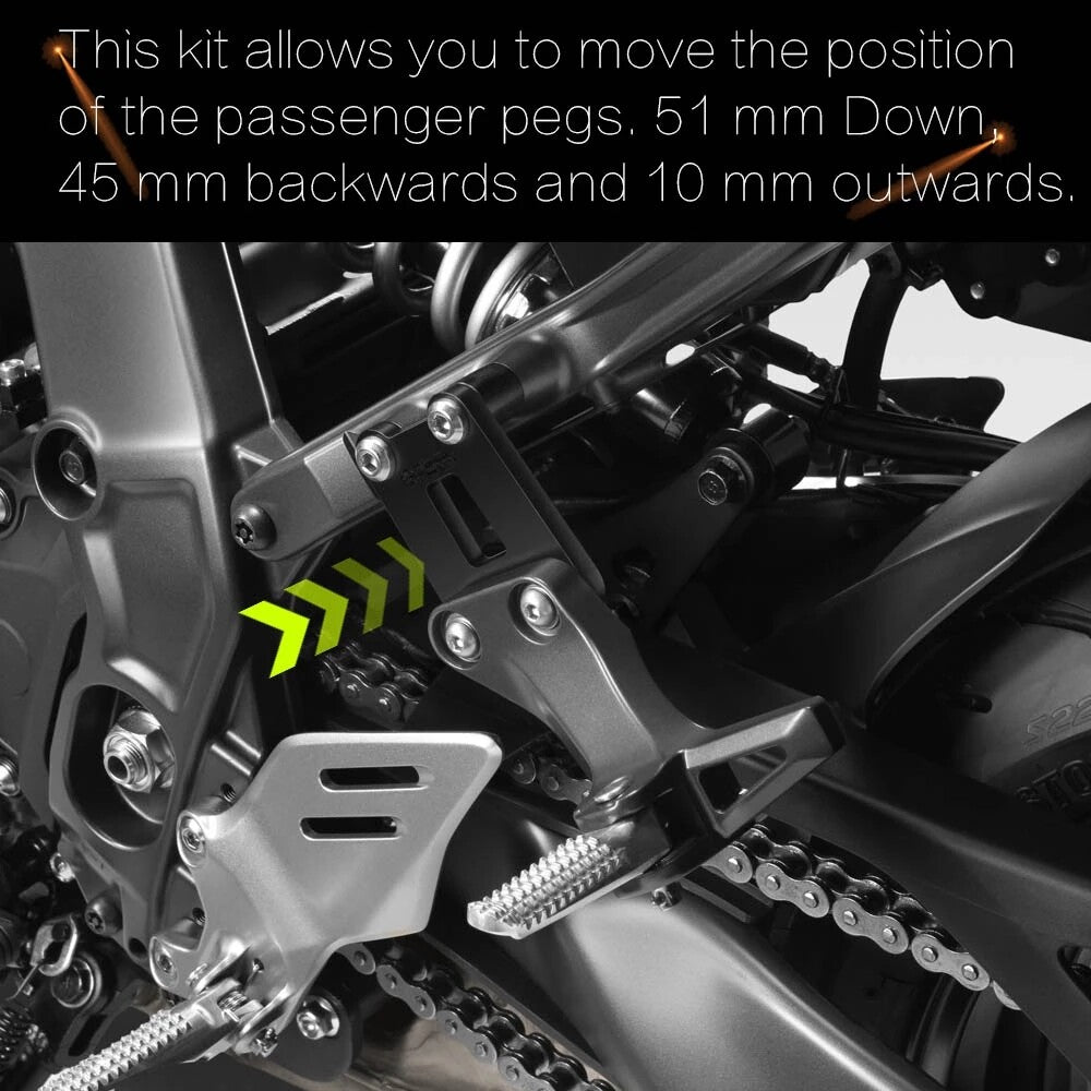 for YAMAHA MT09 FZ09 Rear Pedal Lowering Kit EVO Passenger Footrest Supports Kit