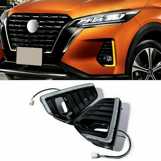 for NISSAN KICKS 2021-2022 LED DRL Daytime Running Lights Front Bumper Fog Lamp
