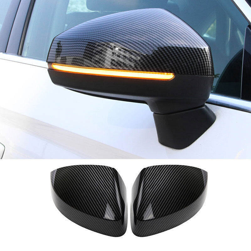for Audi A3 S3 2014-20 ABS Carbon Fiber Exterior Rear View Mirror Cap Cover Trim