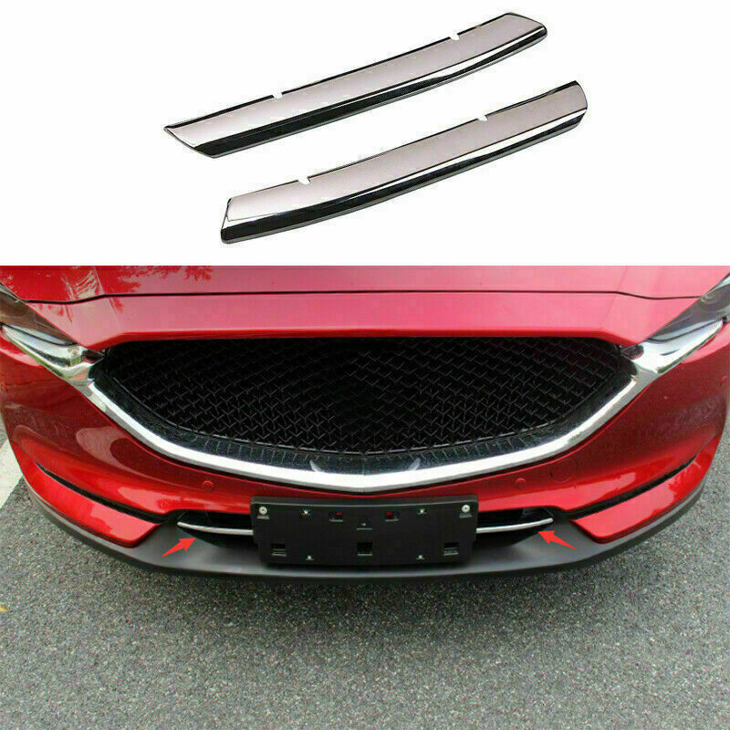 for Mazda CX-5 17-21 Chrome Steel Front Bumper Lower Grille Cover Strip Trim 2X