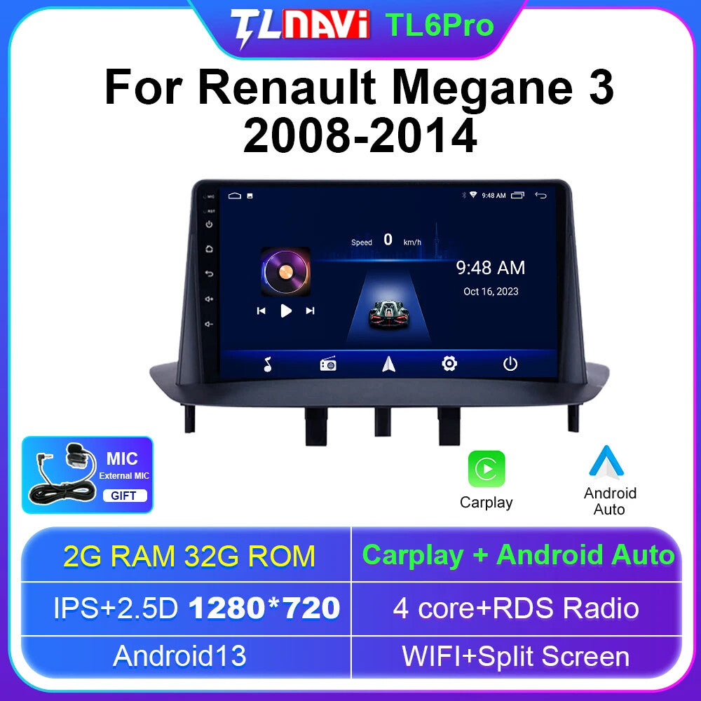 for Renault Megane 3 Fluence Car Auto Radio Multimedia Player GPS Screen