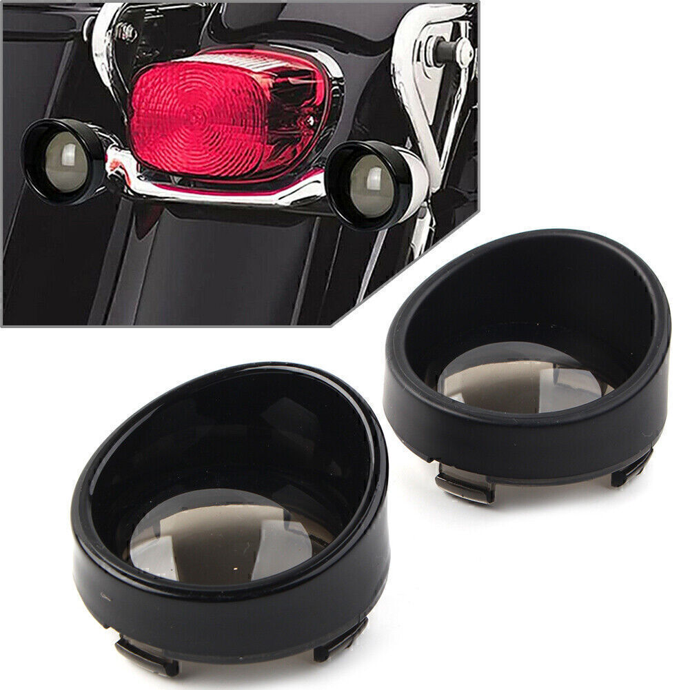 Turn Signal Light Lens Cover Black Bezels Visor for Harley Dyna Touring Softail