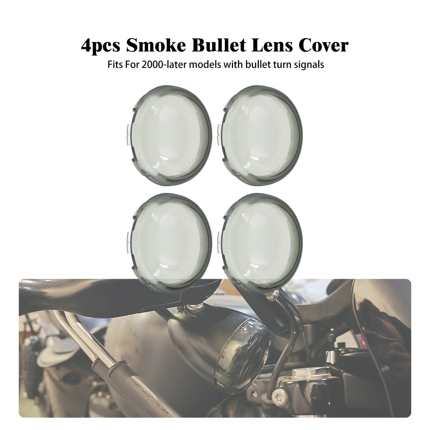 4x Turn Signal Light Smoke Lens Bullet Style Covers for Harley Glide Sportster