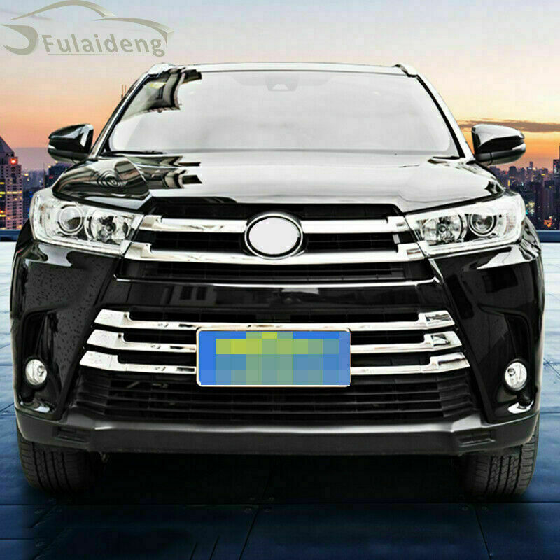 Chrome ABS Front Bumper Mesh Grille Cover Trims for Toyota Highlander 2017-2019