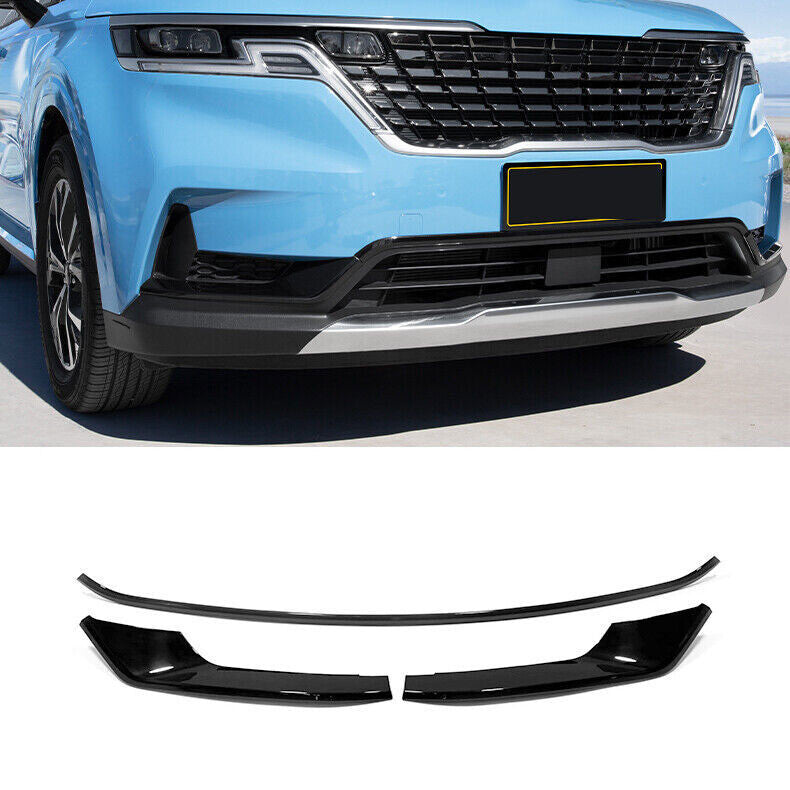 for Kia Carnival 22-23 Glossy Black Front Bumper Grille Fog Lamp Eyelid Trim 3Pc