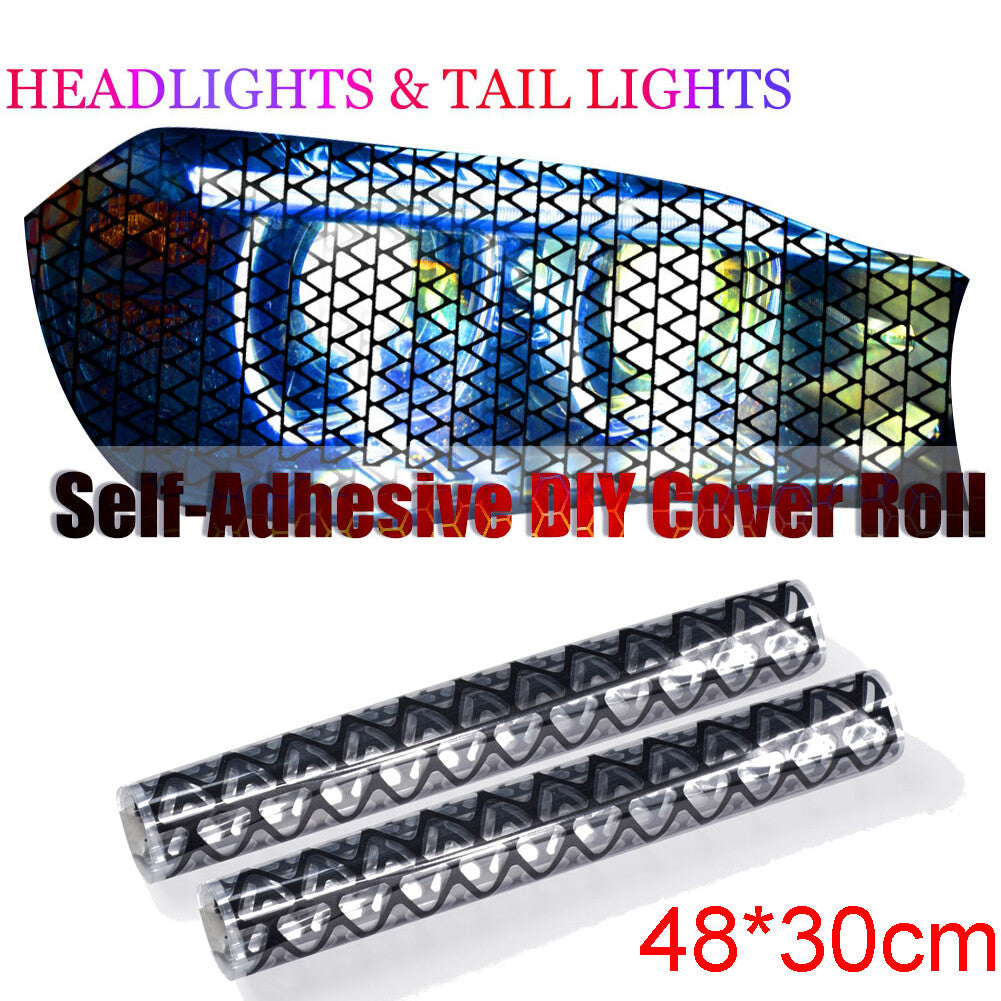 2Pack Car Rear Tail Light Lamp Stickers Honeycomb Type Decal Black 4830cm
