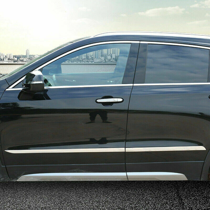for Cadillac XT4 2018-21 Chrome Steel Side Door Body Molding Cover Strip Trim 4P