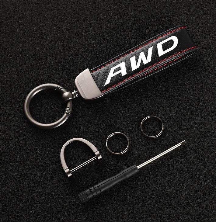 Suitable for AWD car keychains, key rings, key fobs, car accessories, black and red.