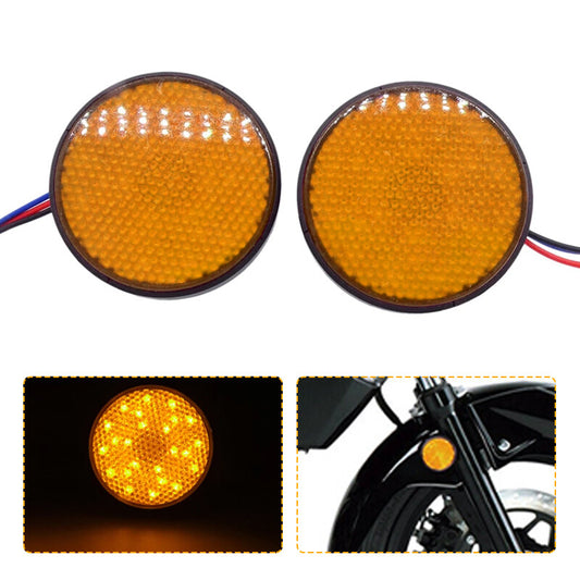 2x Amber Car Motorcycle Round 24 LED Reflector Turn Signal Brake Stop Tail Light