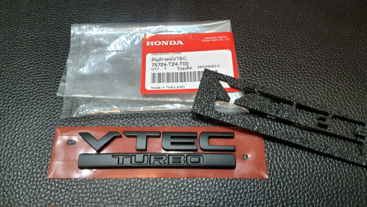 Retro turbocharger pad with black logo embroidered badge for rear for Honda for Civic FK FE 2015-ON