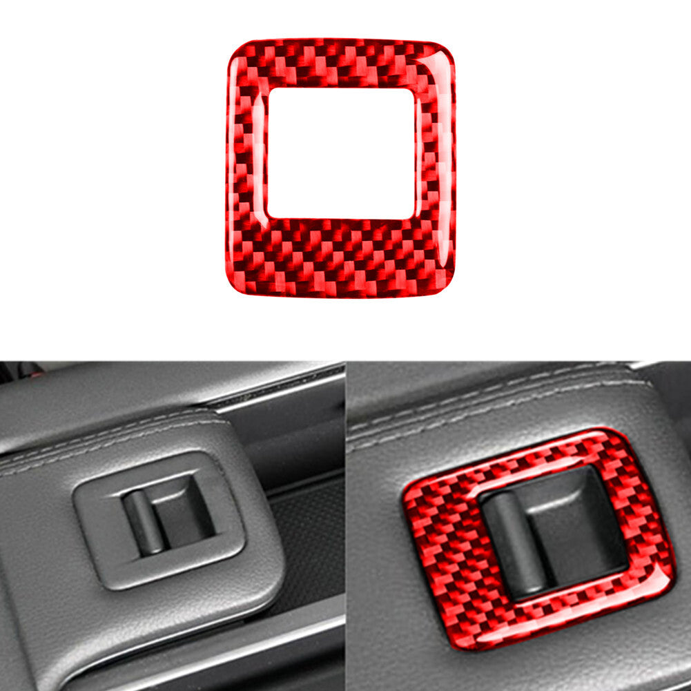 Red Carbon Fiber Interior Floor Console Button Trim for Mazda MX-5 Miata 2009-15