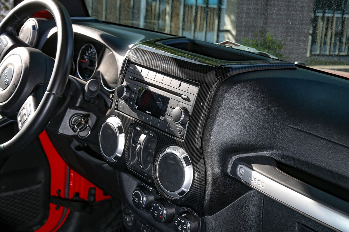 Carbon Center Dashboard Decor Navigation Panel Cover for Jeep for Wrangler JK 11-17