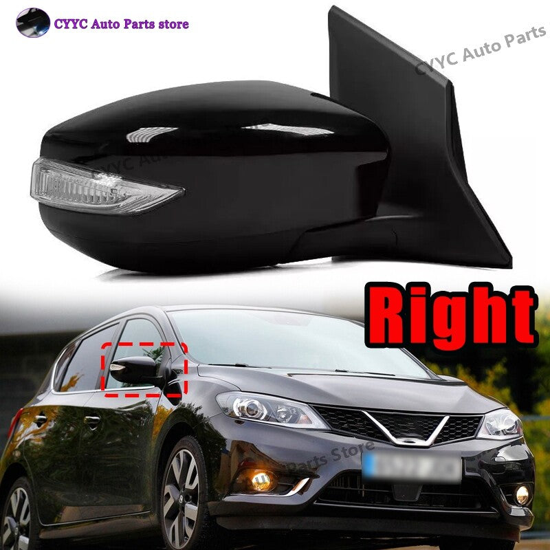 Door Rearview Mirror 5-PIN Black Right Side for Nissan Pulsar 2016-2023