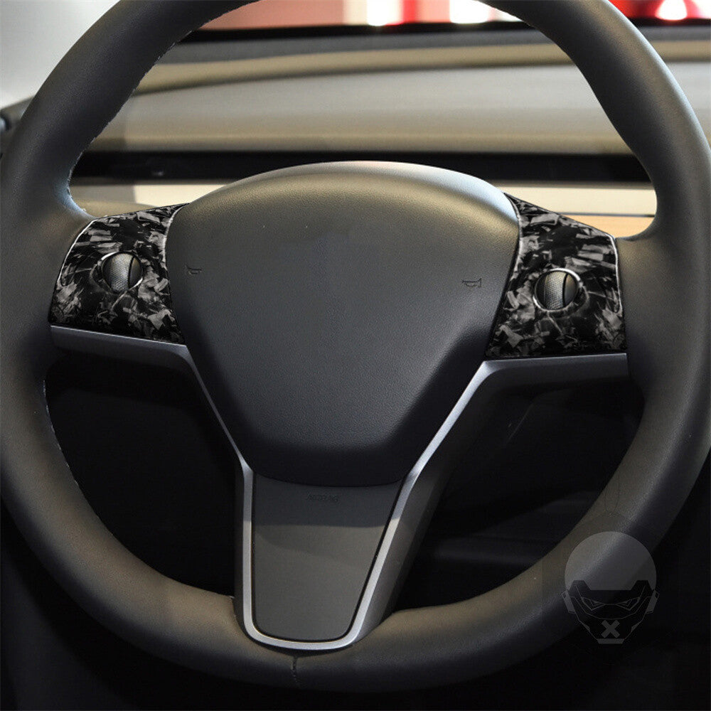 for Tesla Model 3/Y 2017-2023 Forged Carbon Fiber Steering Wheel Button Trim¡Á2