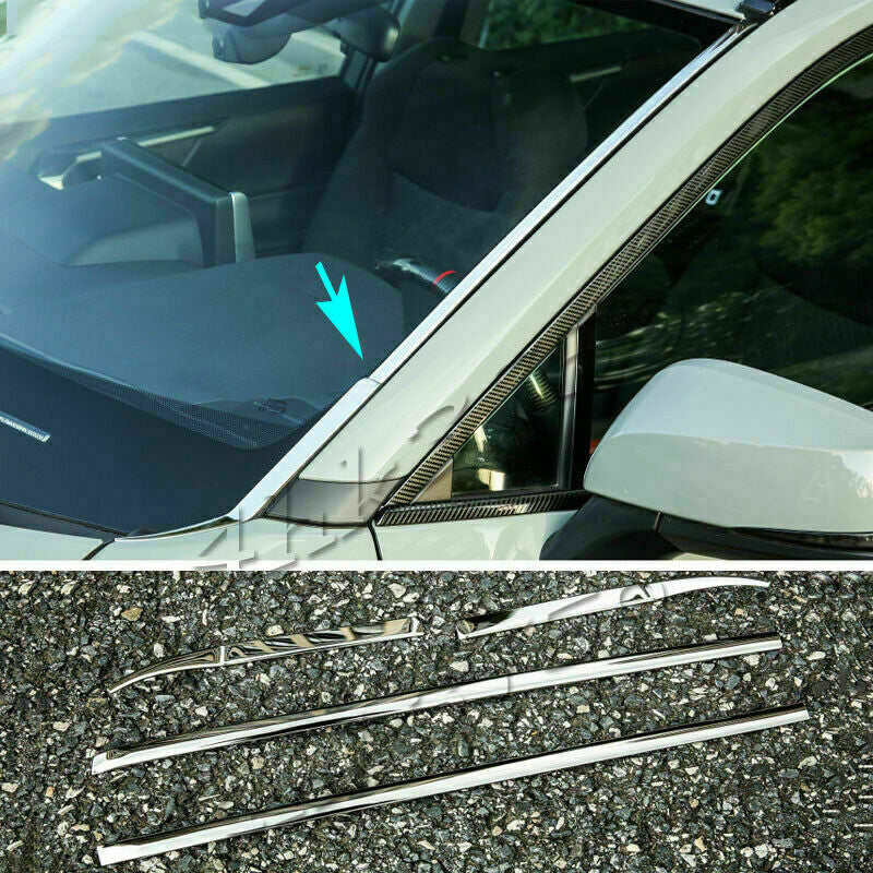 for Toyota RAV4 2019-2023 Silver Front Windscreen Side Molding Strip Cover Trim