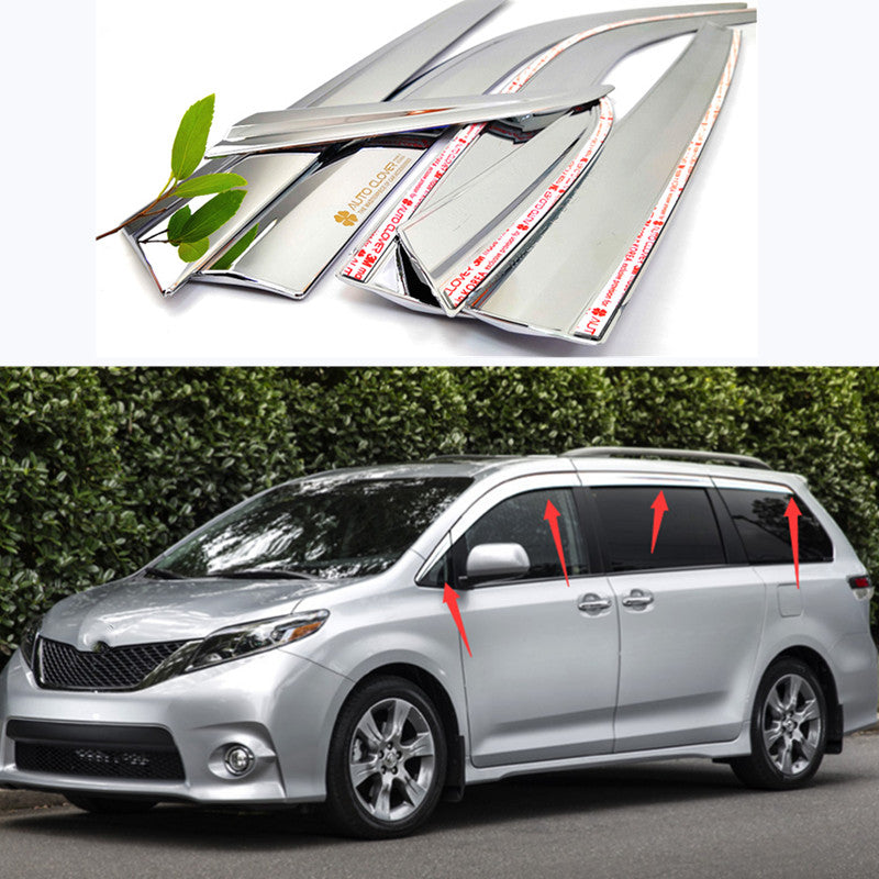 for Toyota for Sienna 11-20 Chrome Window Visor Vent Sun Shade Rain Guard Door Visor