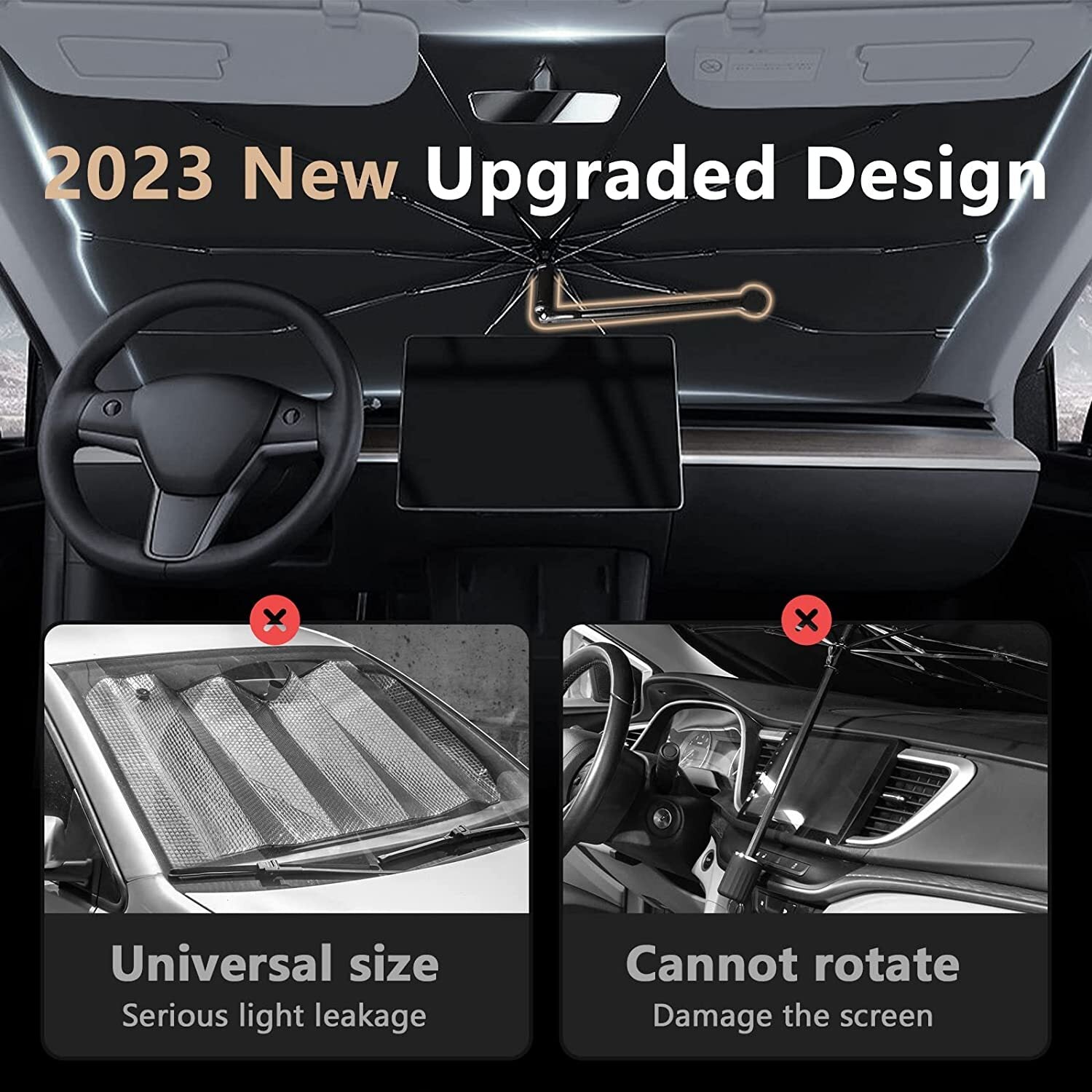 2023 NEW for Ford Car SUV Windshield Umbrella Sun Shade W/ 360¡ã Bendable Handle