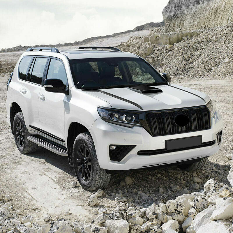2X Glossy Black Front Bumper Fog Lamp Trim Cover for Toyota Prado FJ150 2018-21