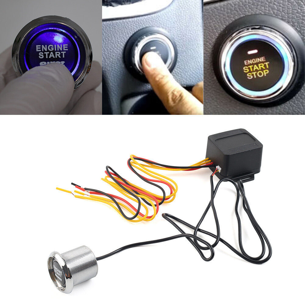 For Car Engine Start Push Button Switch Ignition Starter Kit Blue LED Universal
