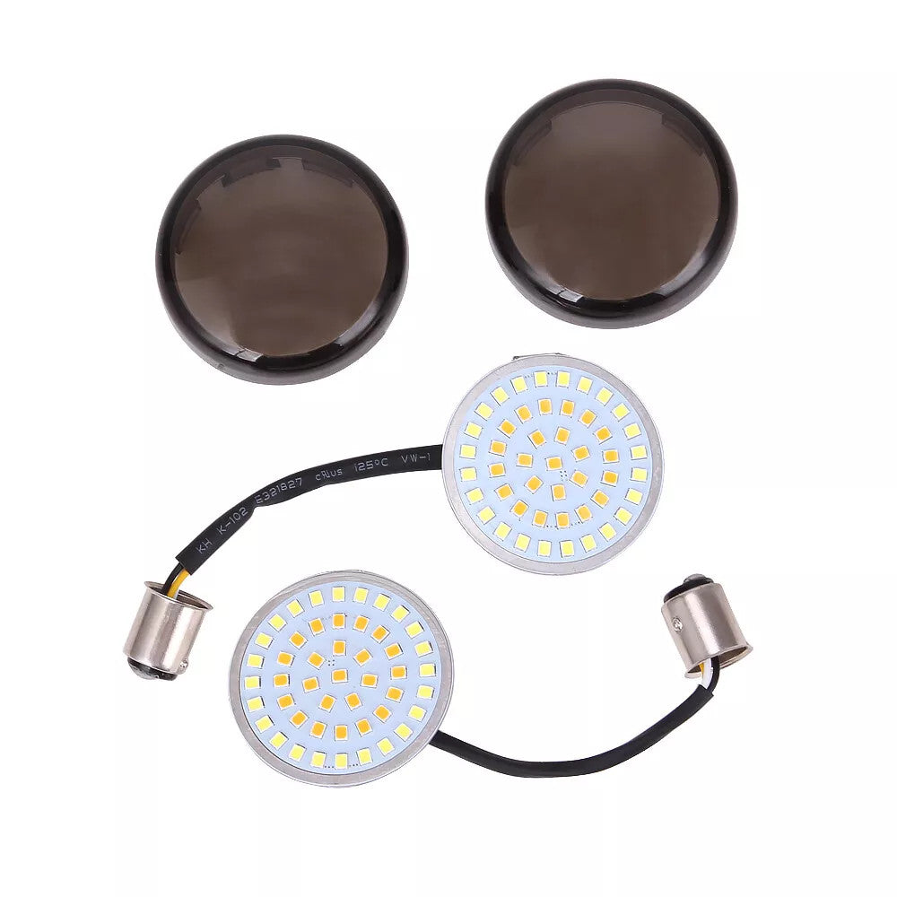 1157 LED Turn Signal Light + Smoke Lens for Harley Sportster Softail Dyna FXSB