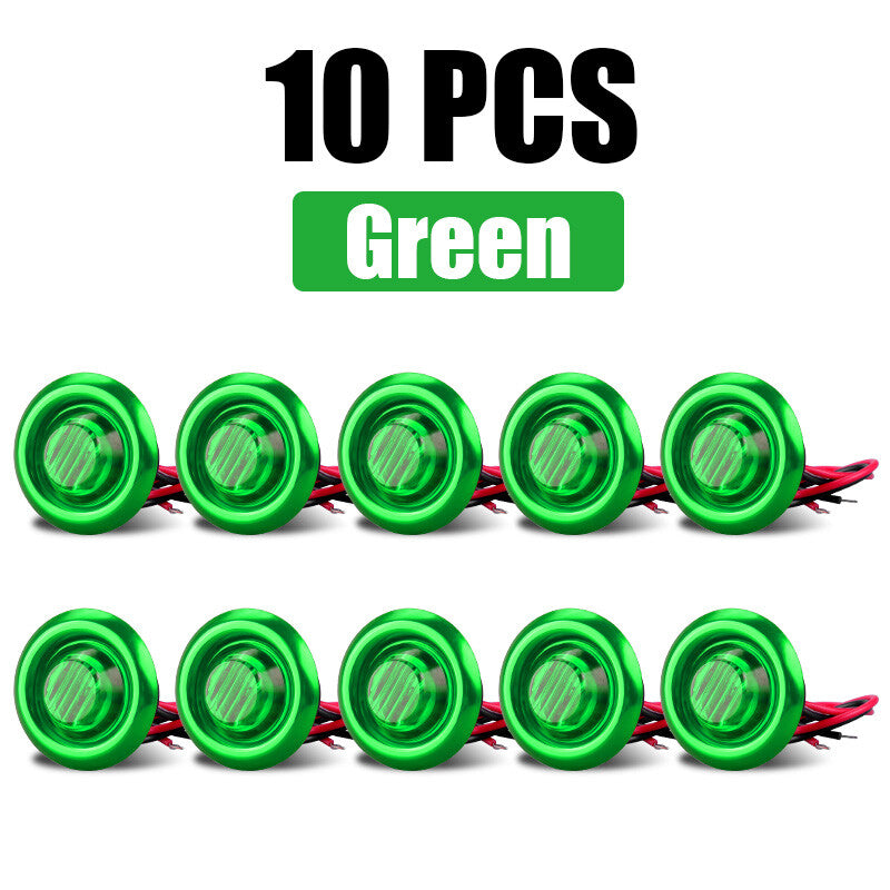 10X 3/4 12V Marker Lights LED Truck Trailer Round Side Bullet Indicator Green